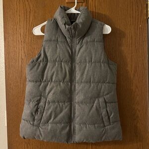 Old Navy Gray Quilted Vest with High Collar